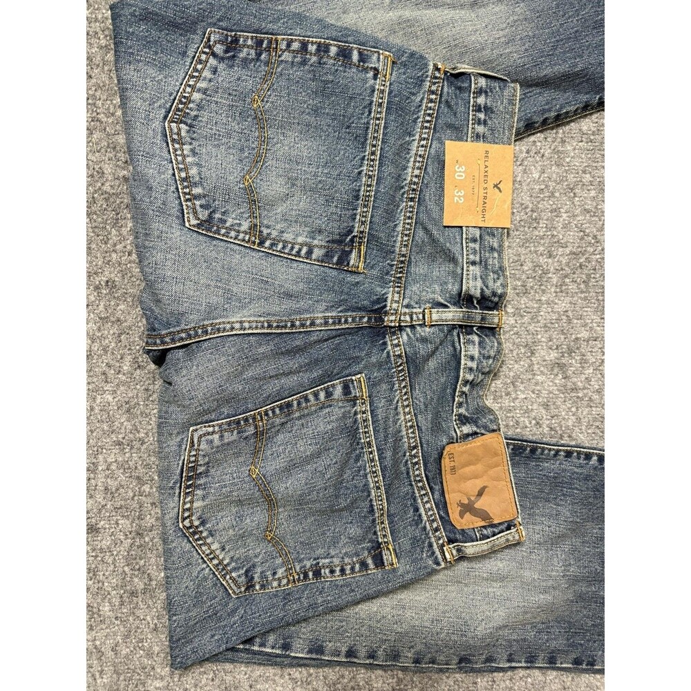 American Eagle Outfitters Jeans Mens 30x32 Blue Relaxed Straight 542 Denim - Picture 6 of 7